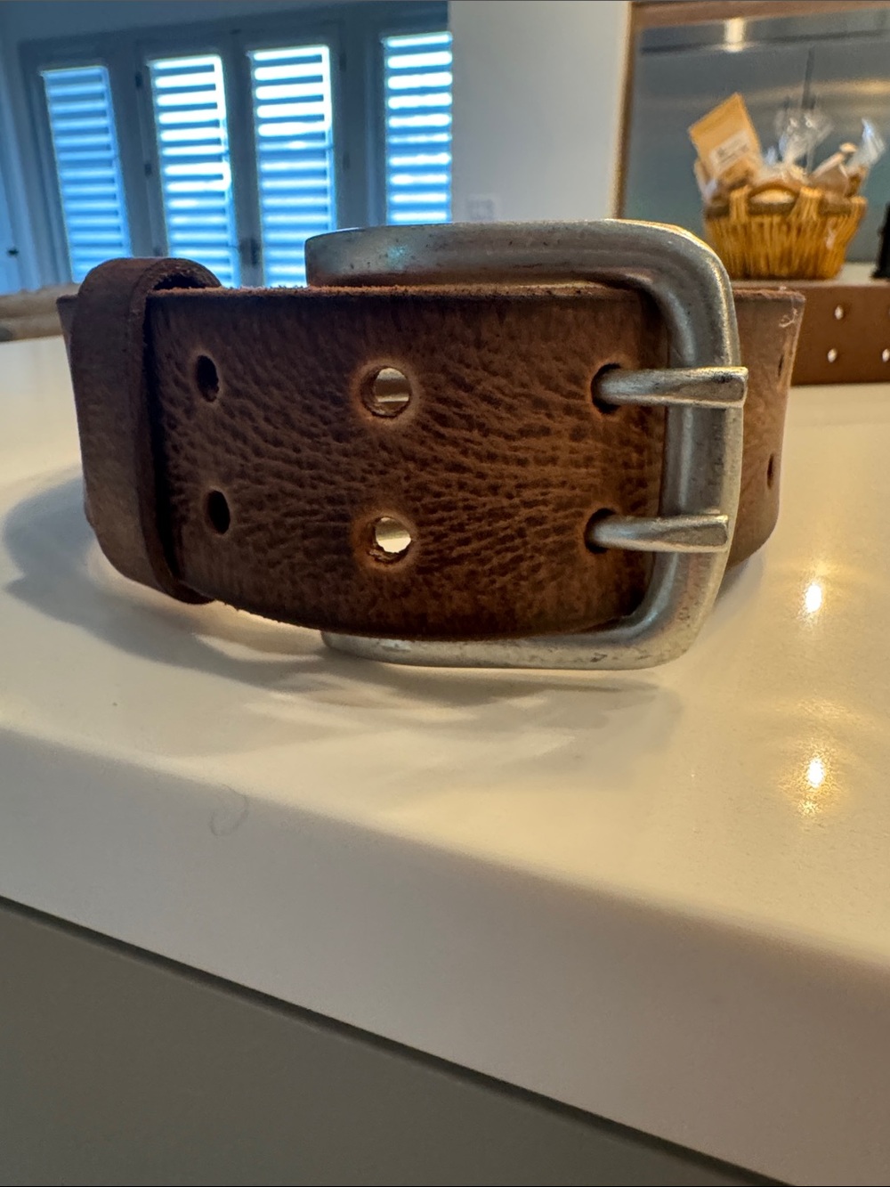 Brown Studded Leather Belt - from Buckle, BKE Jake Leather Belt, size 34